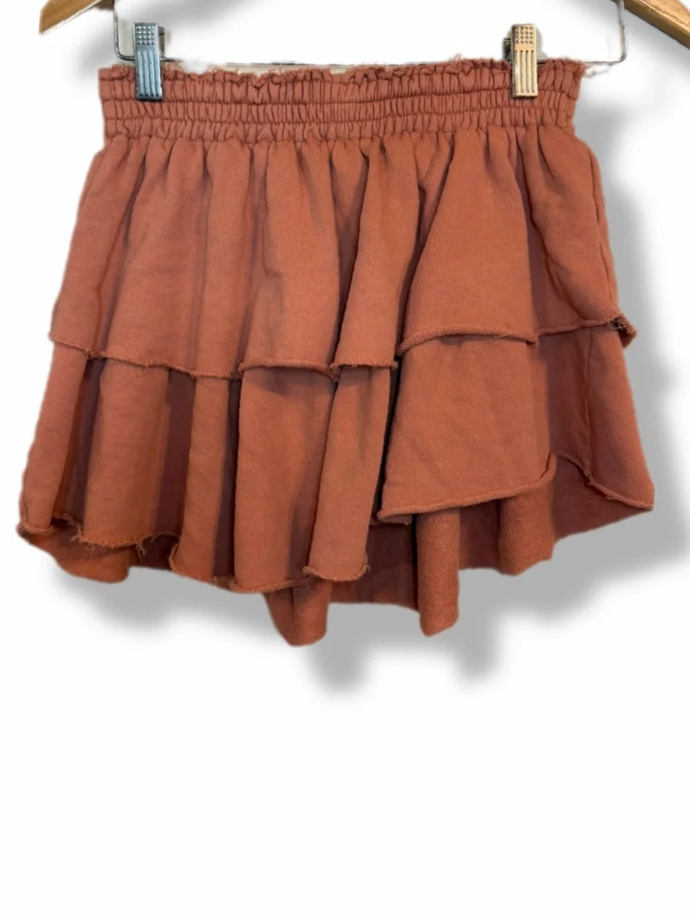Aerie Tiered Ruffle Mini Skirt XS Dusty Rose 100% Cotton Boho Cottagecore - Picture 1 of 8